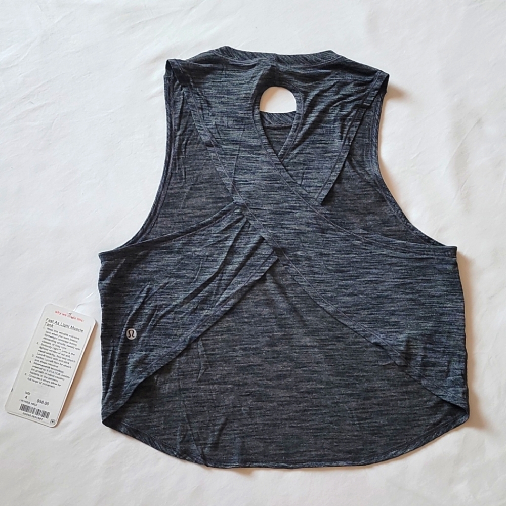 Fast as light muscle tank size 4 heathered black